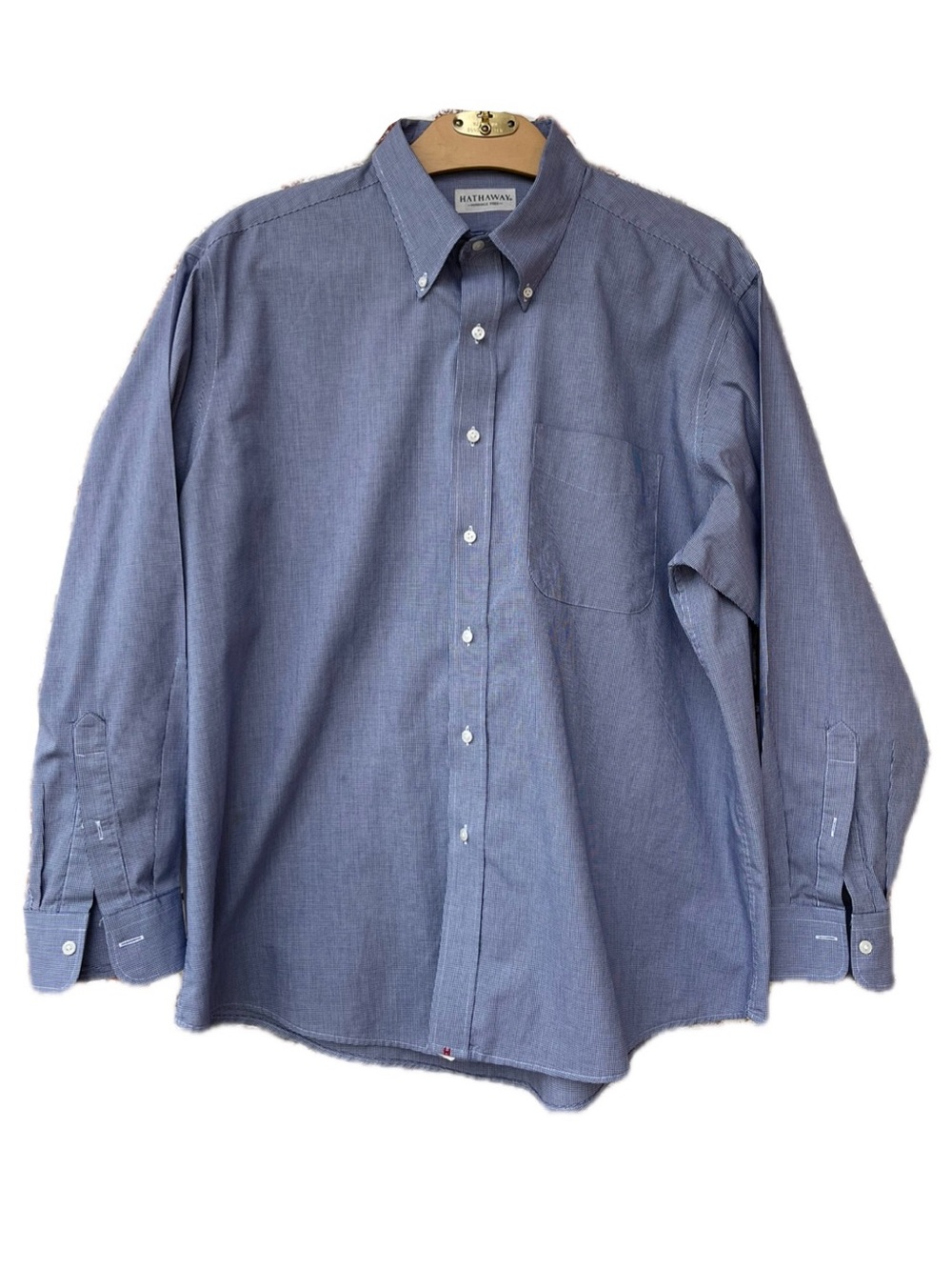 Hathaway | 90s Blue Houndstooth Button Down Shirt
